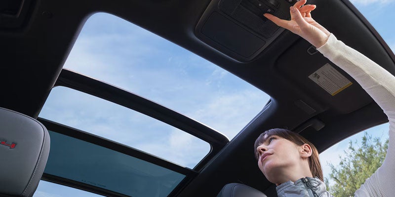 GMC Acadia 2026 panoramic sunroof interior view at Don Johnson Motors GMC Rice Lake, WI